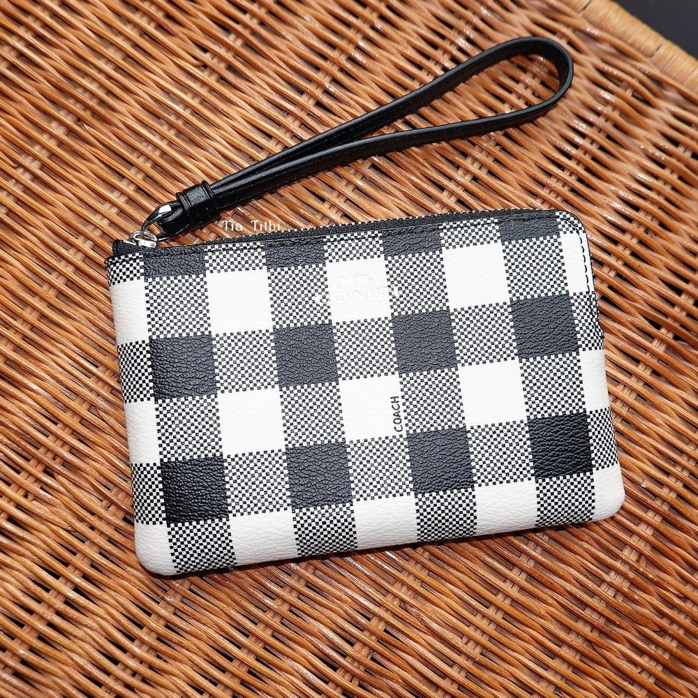 Coach Gingham Corner Zip Wristlet - Picture 1 of 4